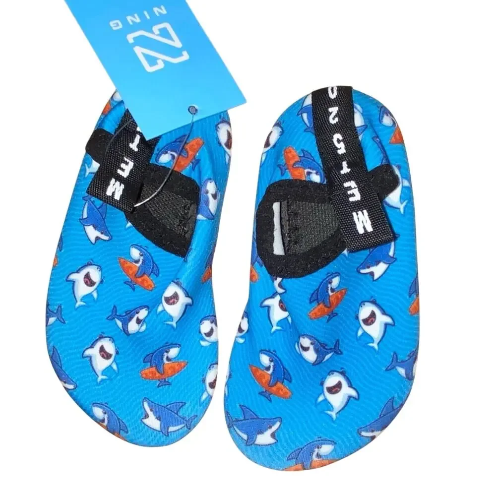 NWT Ning Baby Water Shoes 9–15 Months Shark Print Aqua Swim Shoes